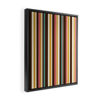 Retro Midcentury Modern Vertical Stripe Pattern Teal Brown Coral Gold Beige Framed Canvas Print Gallery Image 2