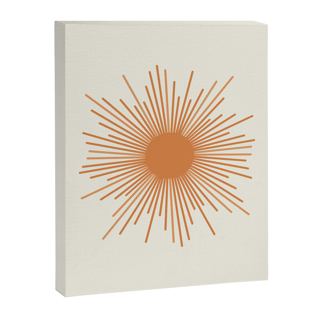 Retro Minimalist Sun in Orange and Off White Cream Canvas Print Gallery Image 8
