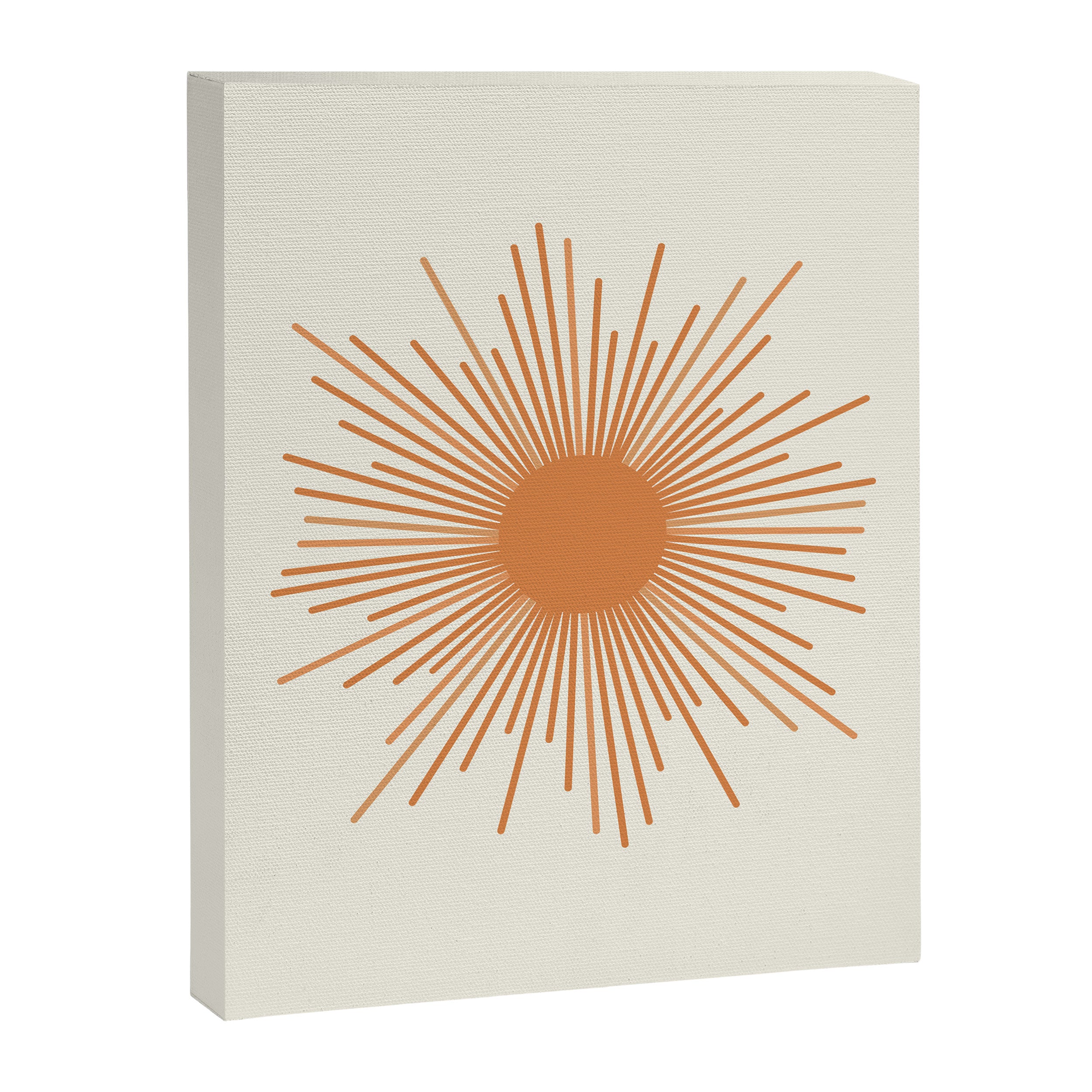 Retro Minimalist Sun in Orange and Off White Cream Canvas Print Gallery Image 8