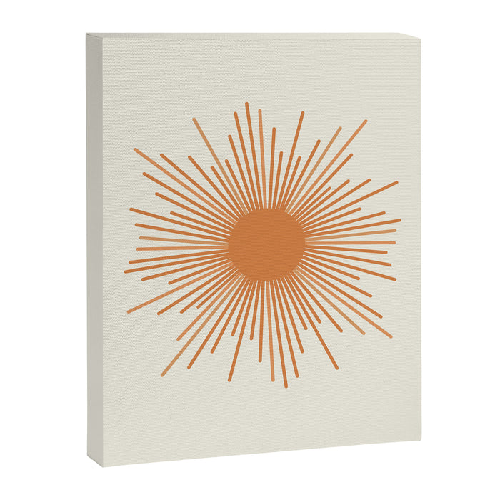 Retro Minimalist Sun in Orange and Off White Cream Canvas Print Gallery Image 1