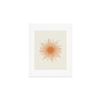 Retro Minimalist Sun in Orange and Off White Cream Art Print Gallery Image 1
