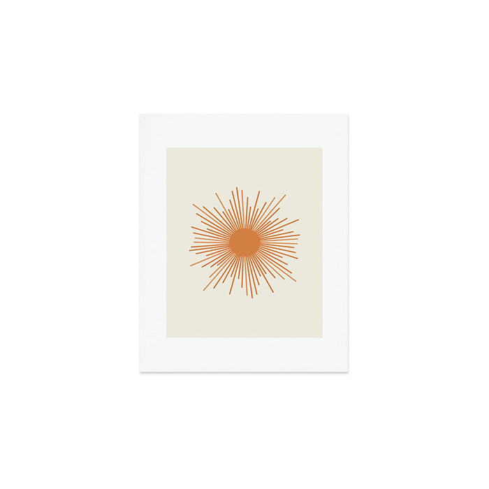 Retro Minimalist Sun in Orange and Off White Cream Art Print Gallery Image 1