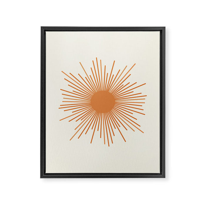 Retro Minimalist Sun in Orange and Off White Cream Framed Canvas Print Gallery Image 1