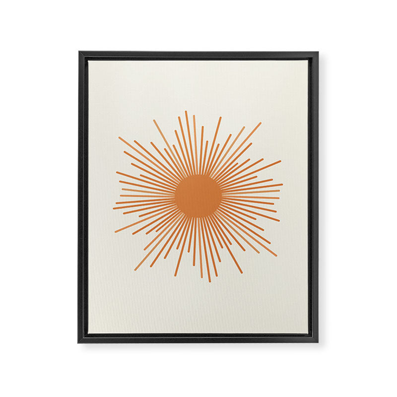 Retro Minimalist Sun in Orange and Off White Cream Framed Canvas Print Gallery Image 8