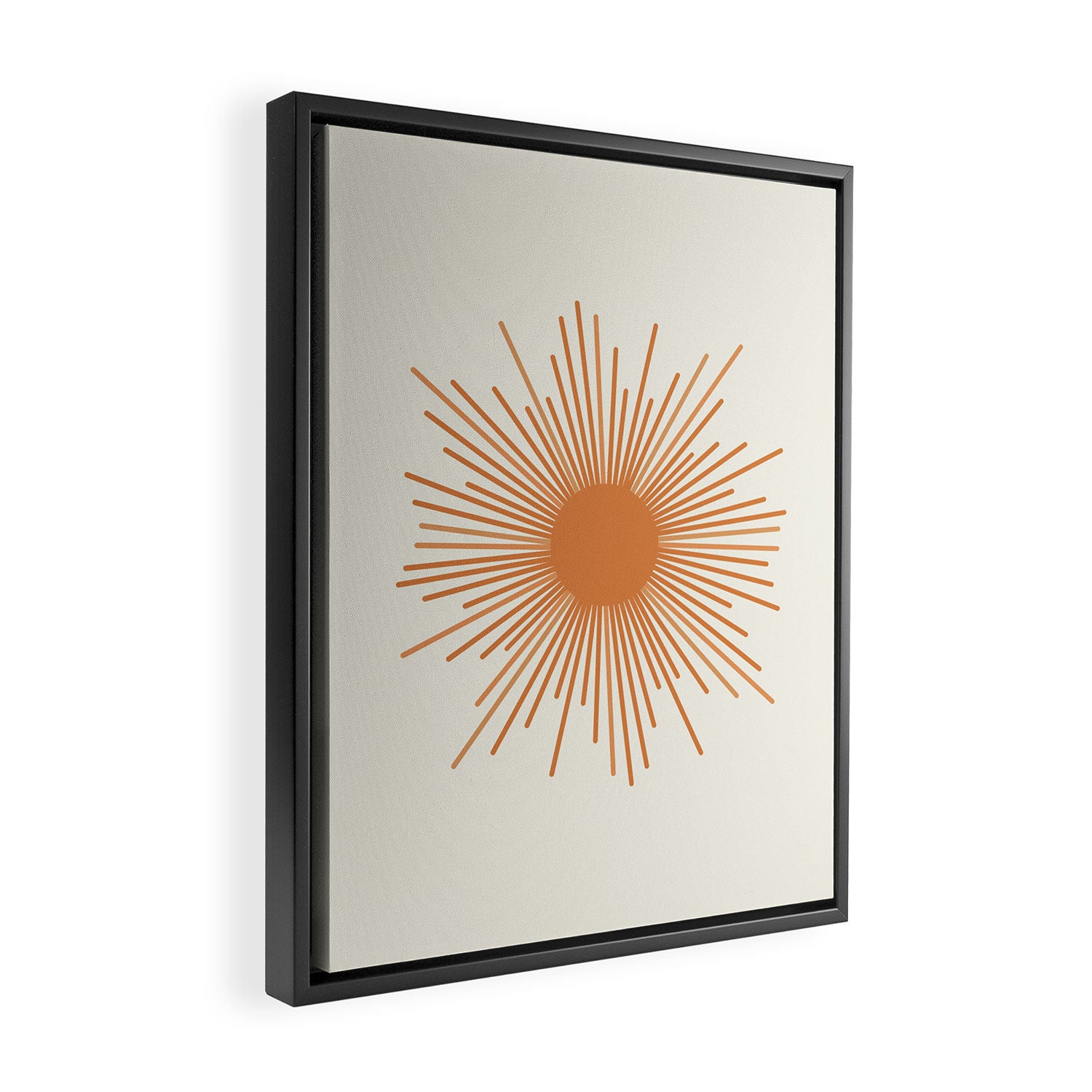 Retro Minimalist Sun in Orange and Off White Cream Framed Canvas Print Gallery Image 2