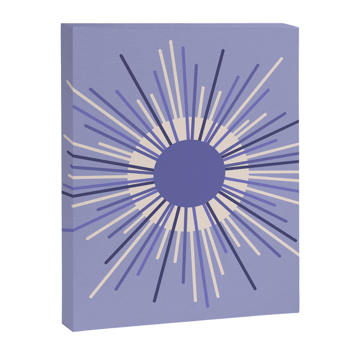 Retro Minimalist Sunburst Double Sun in Light Periwinkle Purple and Cream Canvas Print Gallery Image 1