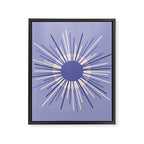Retro Minimalist Sunburst Double Sun in Light Periwinkle Purple and Cream Framed Canvas Print Gallery Image 8