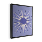 Retro Minimalist Sunburst Double Sun in Light Periwinkle Purple and Cream Framed Canvas Print Gallery Image 2