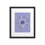 Retro Minimalist Sunburst Double Sun in Light Periwinkle Purple and Cream Framed Art Print Gallery Image 6