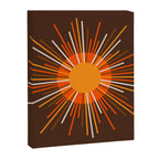 Retro Minimalist Sunburst Sun in 70s Brown and Orange Canvas Print Gallery Image 8