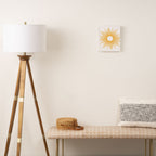 Retro Minimalist Sunburst Sun in White and Mustard Yellow Canvas Print Gallery Image 2