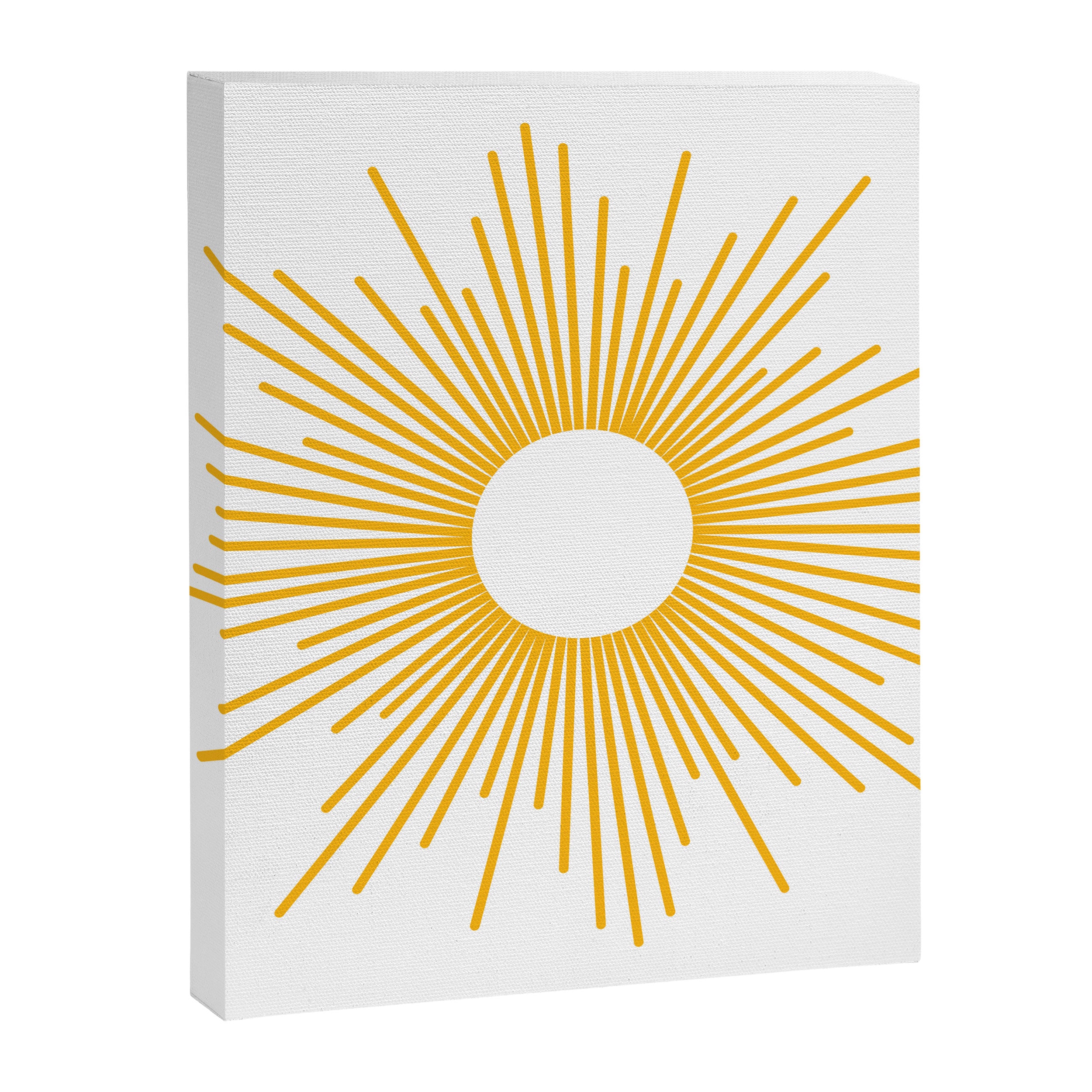 Retro Minimalist Sunburst Sun in White and Mustard Yellow Canvas Print Gallery Image 8