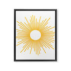 Retro Minimalist Sunburst Sun in White and Mustard Yellow Framed Canvas Print Gallery Image 8