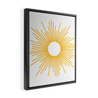 Retro Minimalist Sunburst Sun in White and Mustard Yellow Framed Canvas Print Gallery Image 2