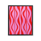 Retro Mod Hourglass Abstract Midcentury Modern Pattern in Preppy Pink and Red Framed Canvas Print Gallery Image 6