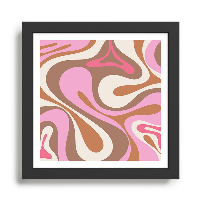 Retro Mod Swirl Sweet Candy Abstract Inspired by PANTONE 17 1230 Color of the Year Mocha Mousse Framed Art Print Gallery Image 1