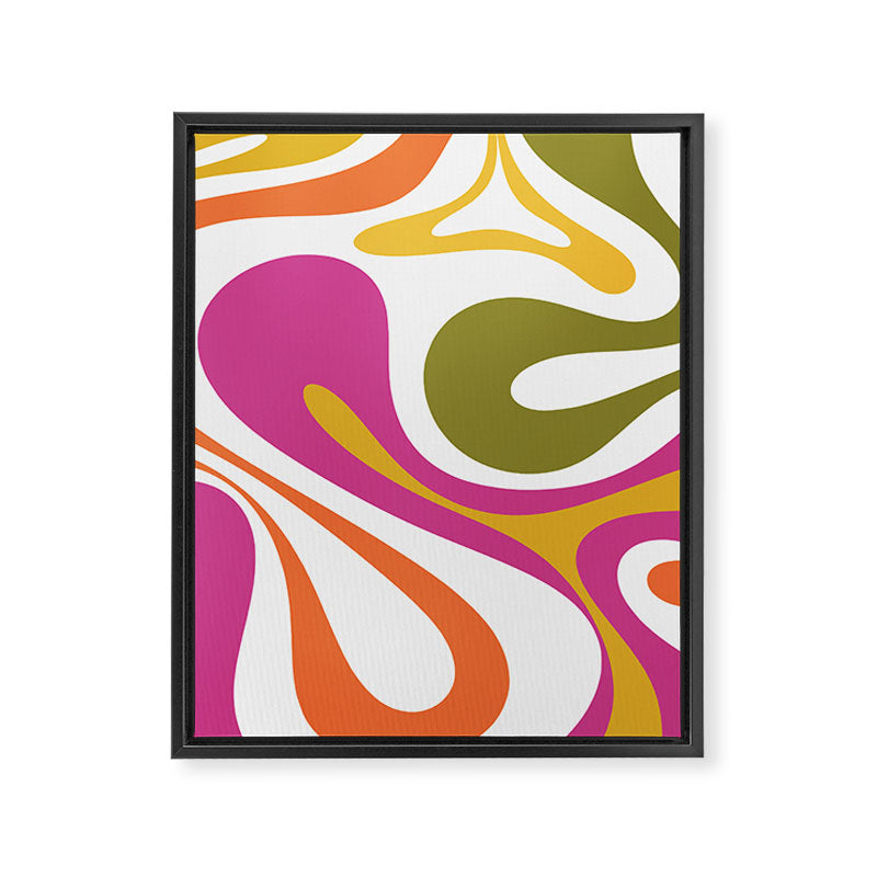 Retro Mod Swirl Vintage Contemporary Abstract Pattern Framed Canvas Print Gallery Image 8