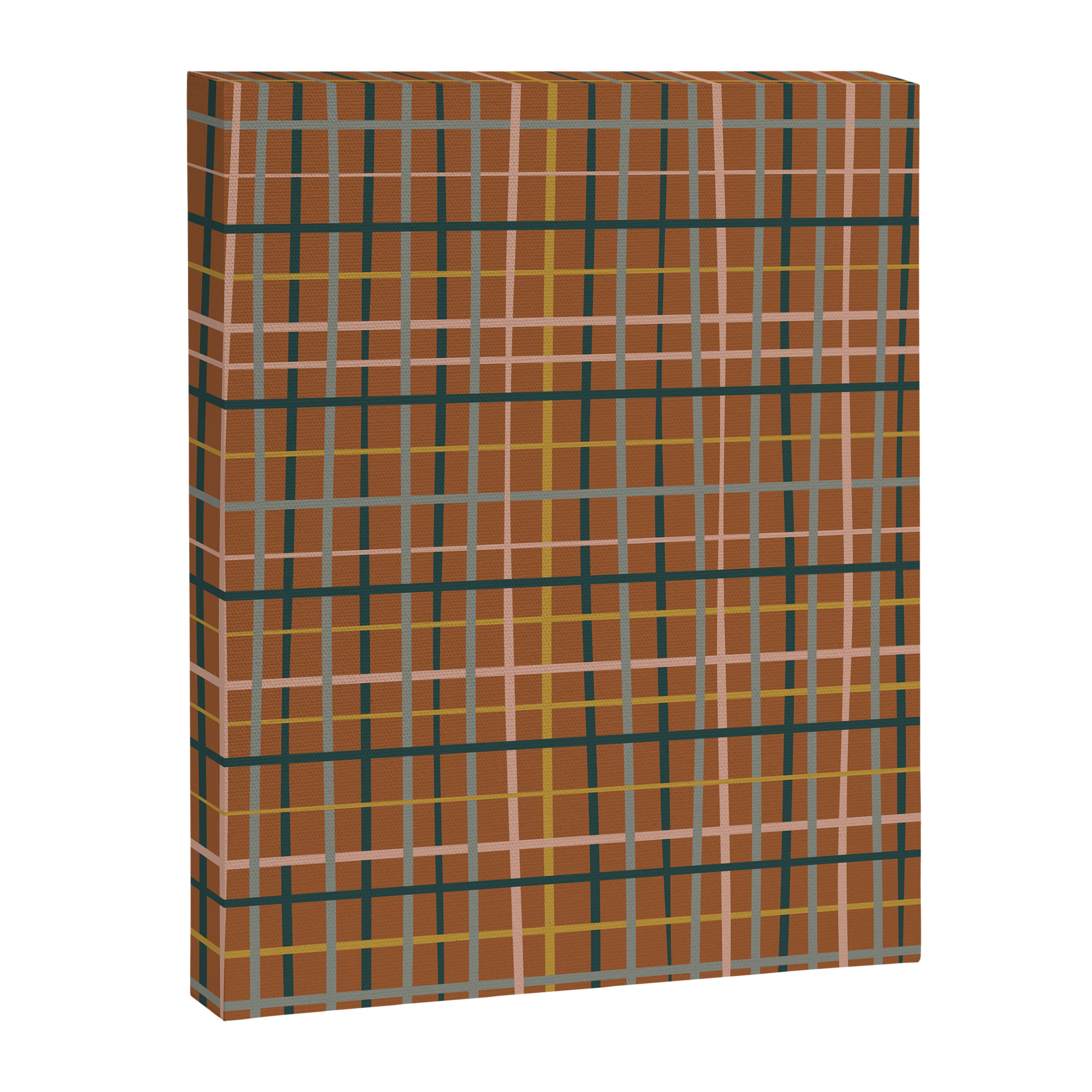 Retro Modern Boho Tartan Plaid Rust Navy Blush Mustard Gray Canvas Print Gallery Image 8