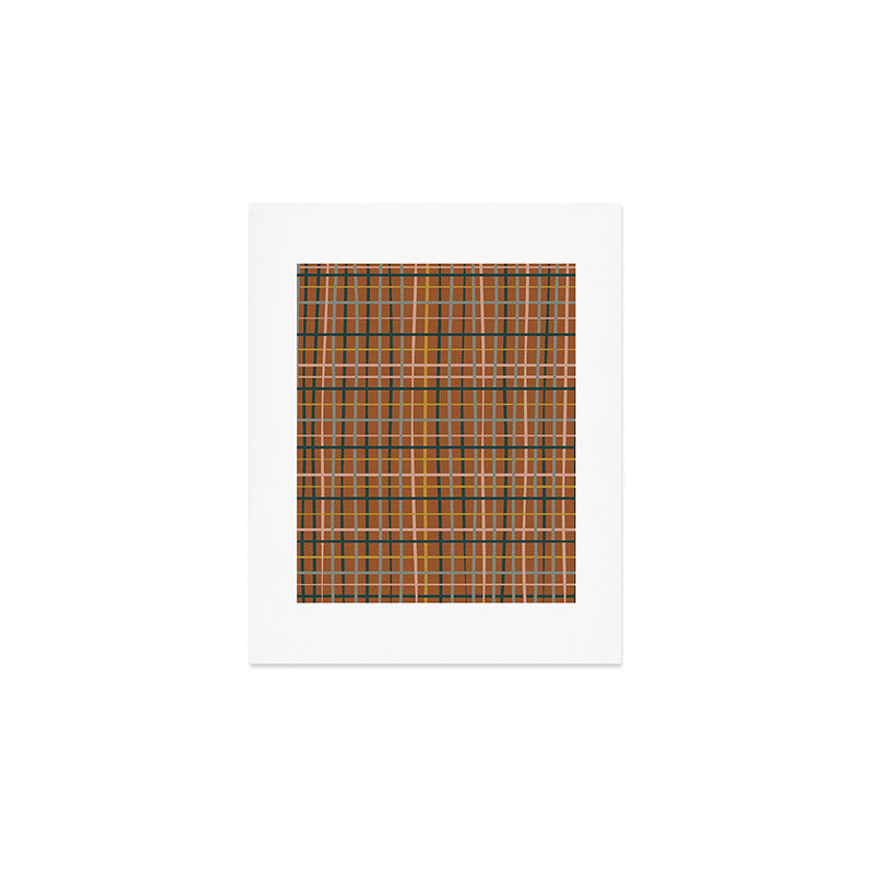 Retro Modern Boho Tartan Plaid Rust Navy Blush Mustard Gray Art Print Gallery Image 1