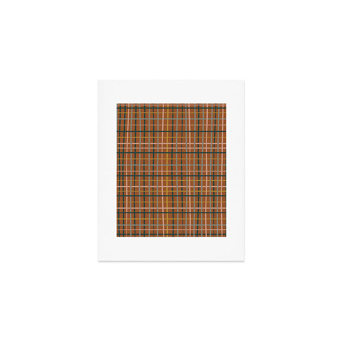 Retro Modern Boho Tartan Plaid Rust Navy Blush Mustard Gray Art Print Gallery Image 1