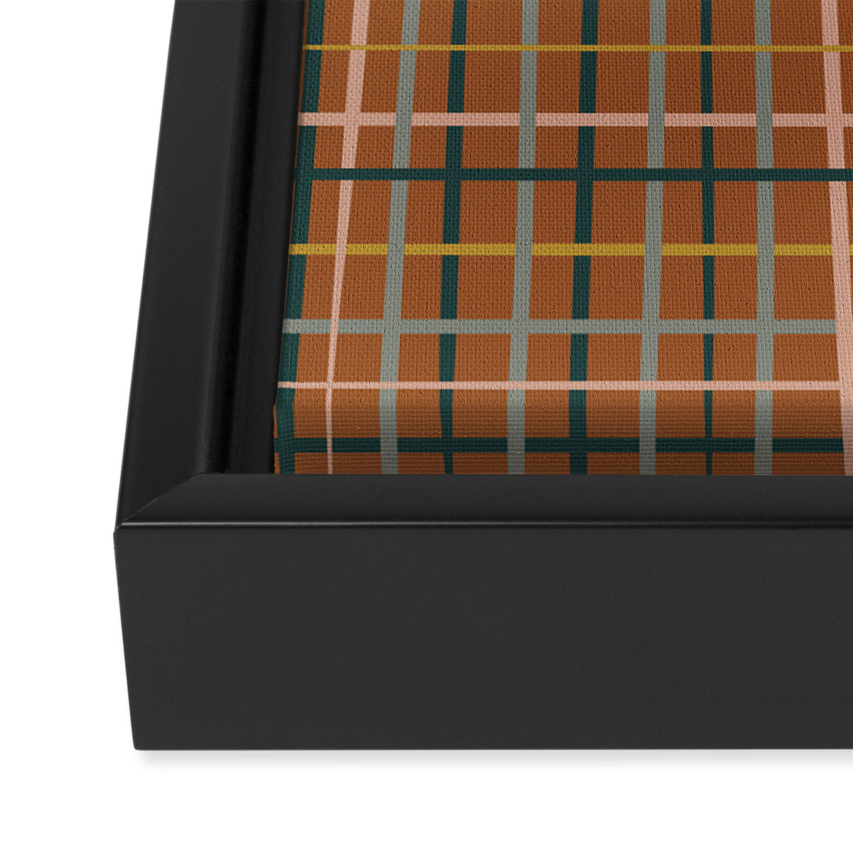 Retro Modern Boho Tartan Plaid Rust Navy Blush Mustard Gray Framed Canvas Print Gallery Image 3