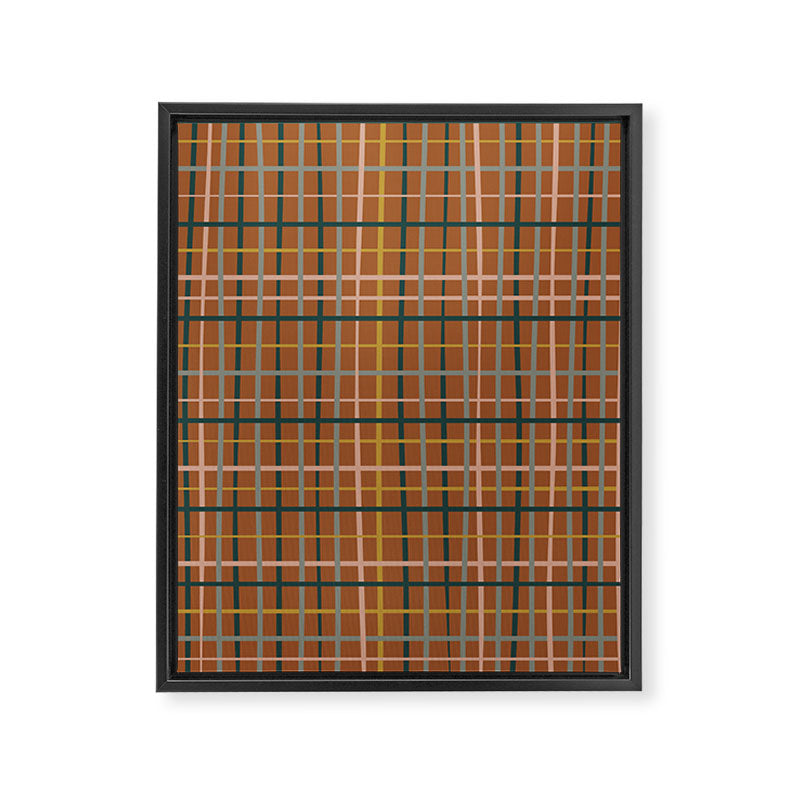 Retro Modern Boho Tartan Plaid Rust Navy Blush Mustard Gray Framed Canvas Print Gallery Image 8