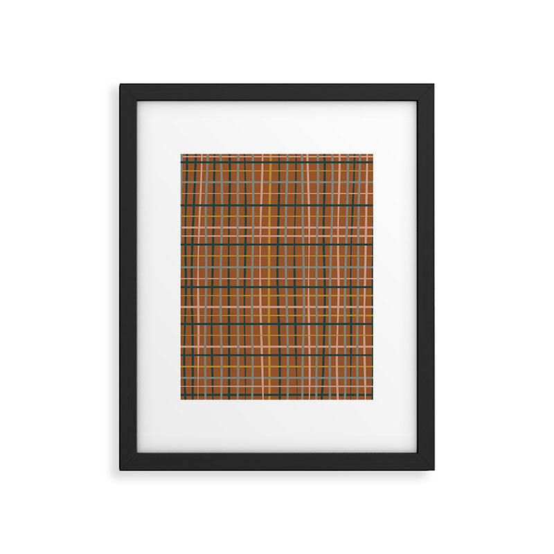 Retro Modern Boho Tartan Plaid Rust Navy Blush Mustard Gray Framed Art Print Gallery Image 6
