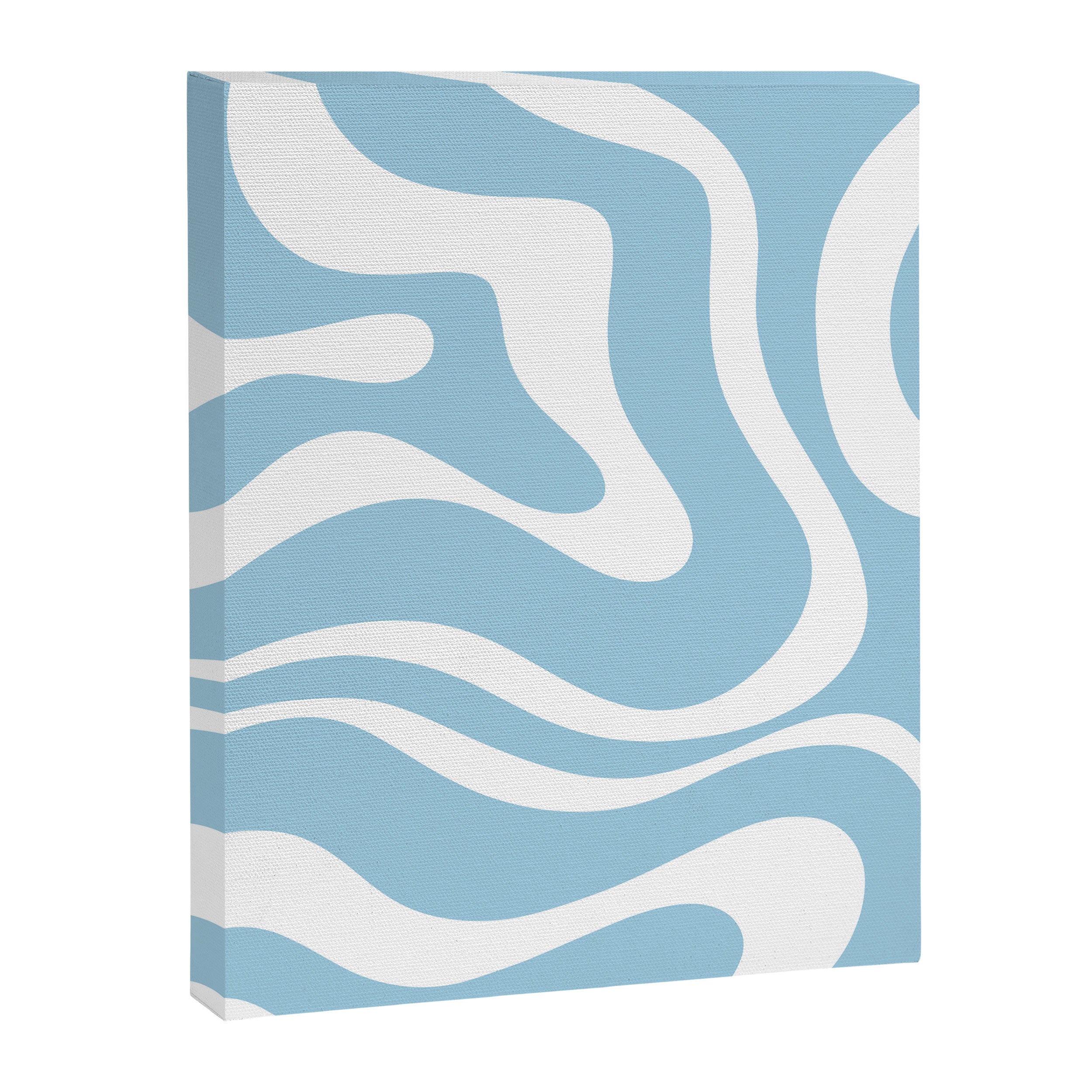 Retro Modern Liquid Swirl Abstract Pattern in Baby Blue and White Canvas Print Gallery Image 8