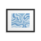 Retro Modern Liquid Swirl Abstract Pattern in Muted Blue Framed Art Print Gallery Image 5