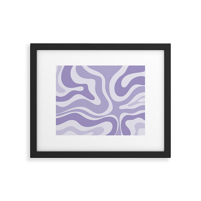 Retro Modern Liquid Swirl Abstract Pattern in Muted Lavender Light Purple Framed Art Print Gallery Image 5