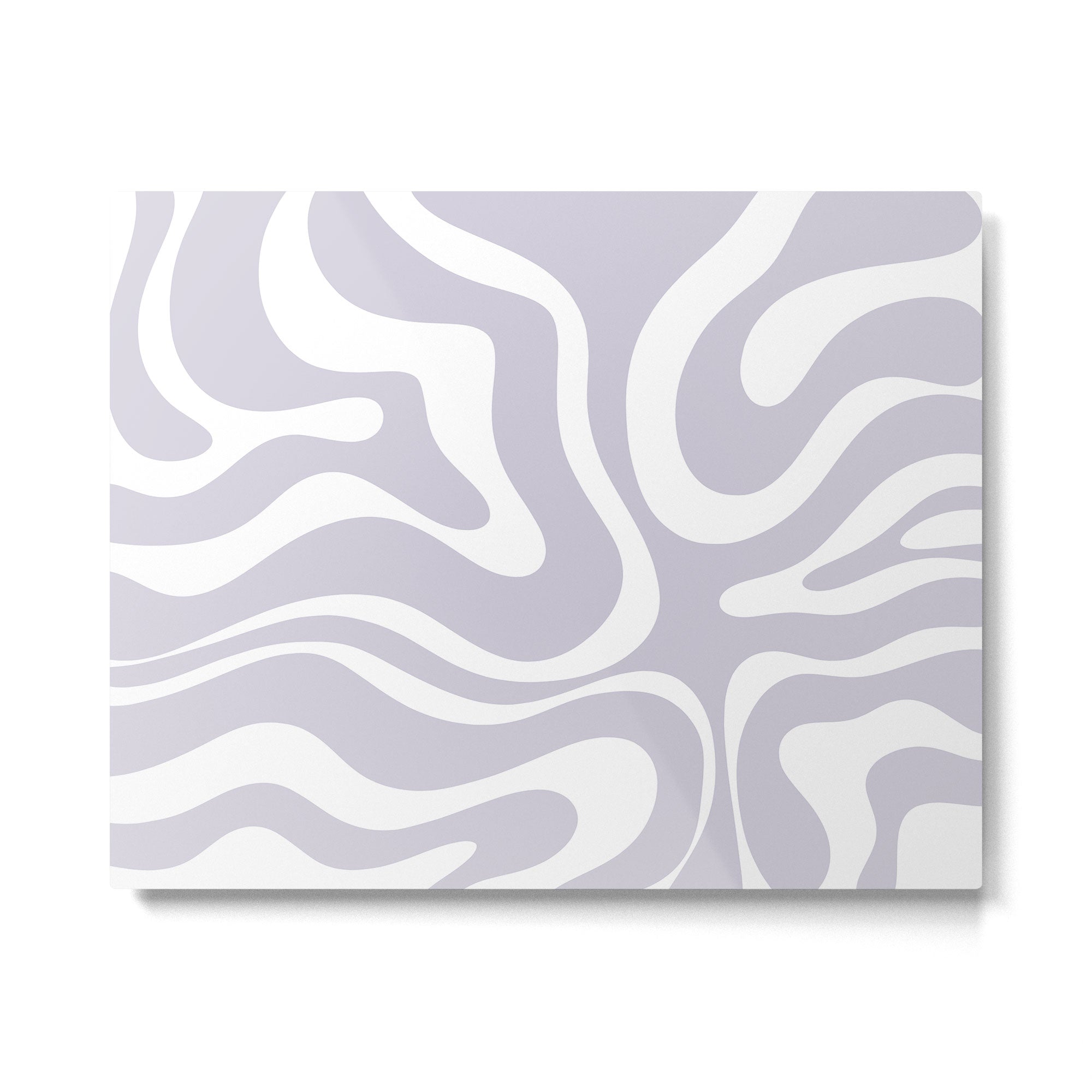 Retro Modern Liquid Swirl Abstract Pattern in Pale Lilac Purple and White Metal Print Gallery Image 6