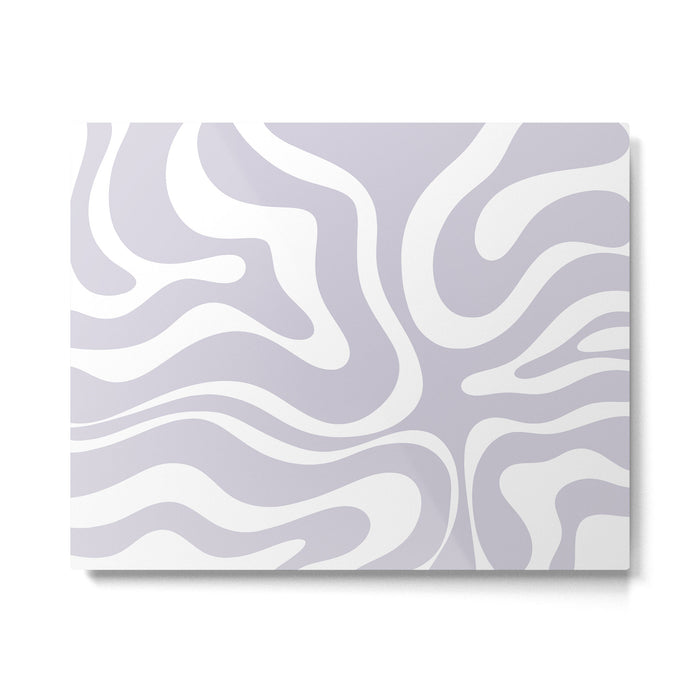 Retro Modern Liquid Swirl Abstract Pattern in Pale Lilac Purple and White Metal Print Gallery Image 1