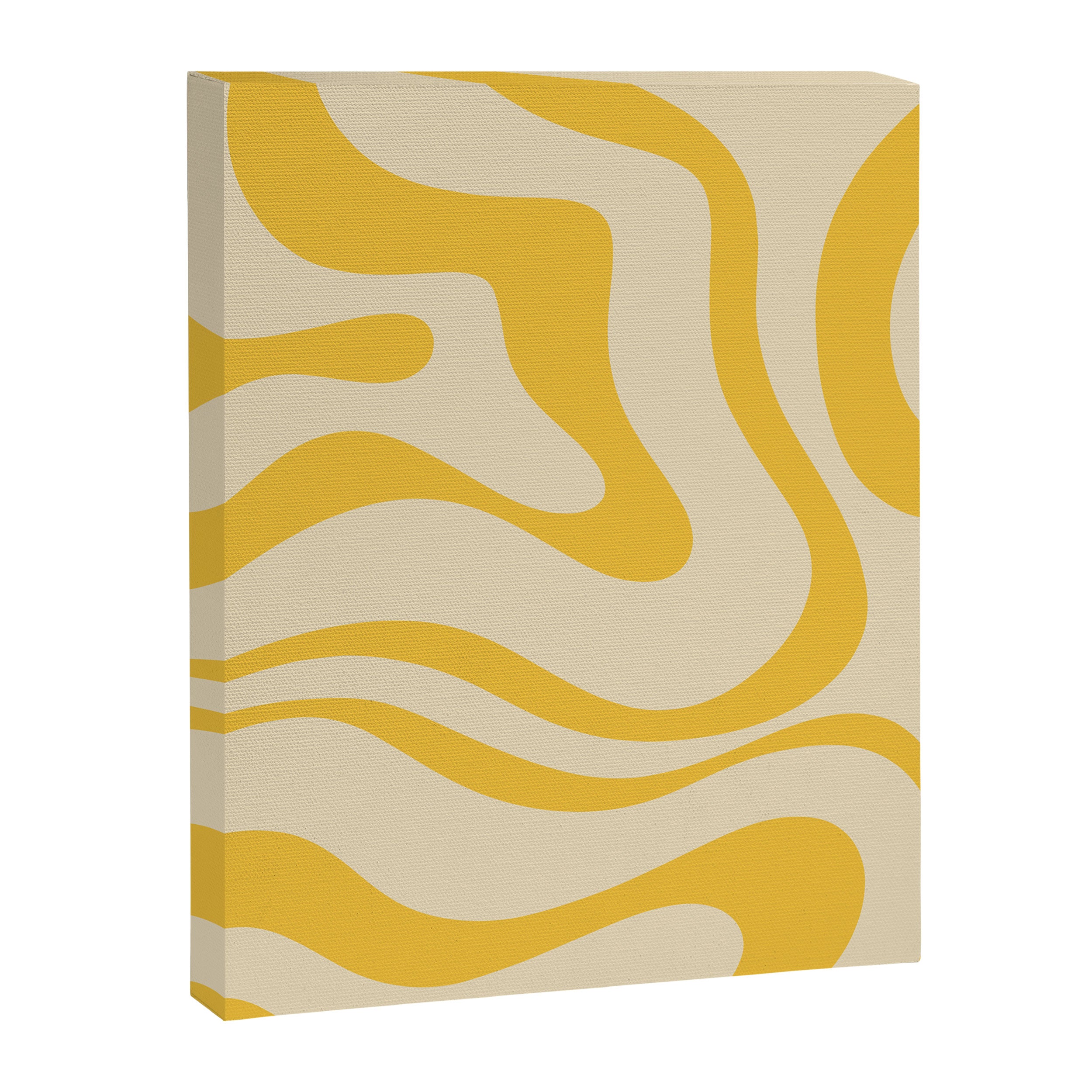 Retro Modern Liquid Swirl Abstract Pattern in Yellow Tones Canvas Print Gallery Image 8