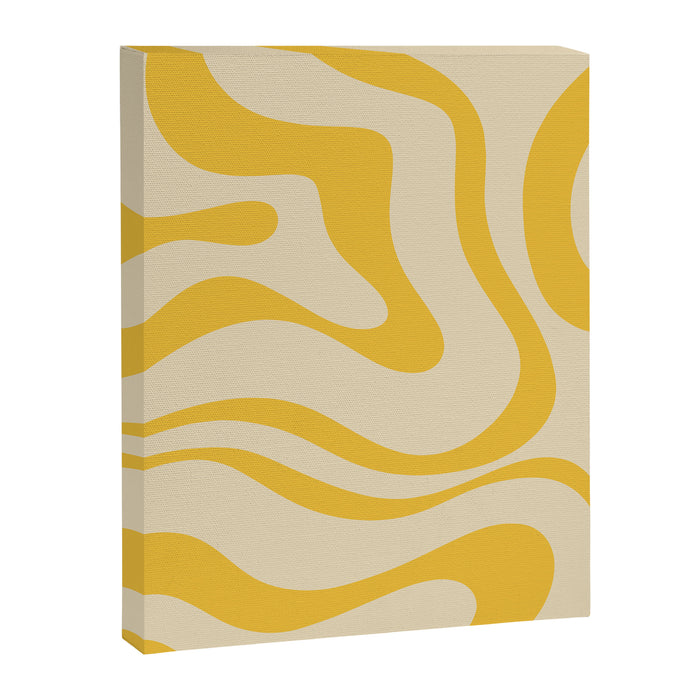 Retro Modern Liquid Swirl Abstract Pattern in Yellow Tones Canvas Print Gallery Image 1