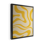 Retro Modern Liquid Swirl Abstract Pattern in Yellow Tones Framed Canvas Print Gallery Image 2