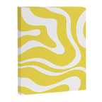Retro Modern Liquid Swirl Abstract Pattern Square in Lemon Yellow and White Canvas Print Gallery Image 8