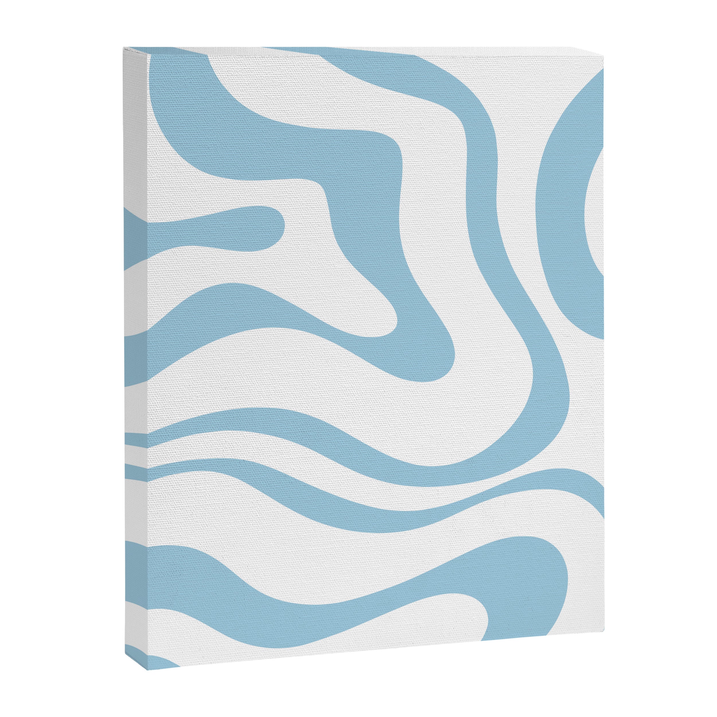 Retro Modern Liquid Swirl Abstract Pattern Square in Light Blue and White Canvas Print Gallery Image 8