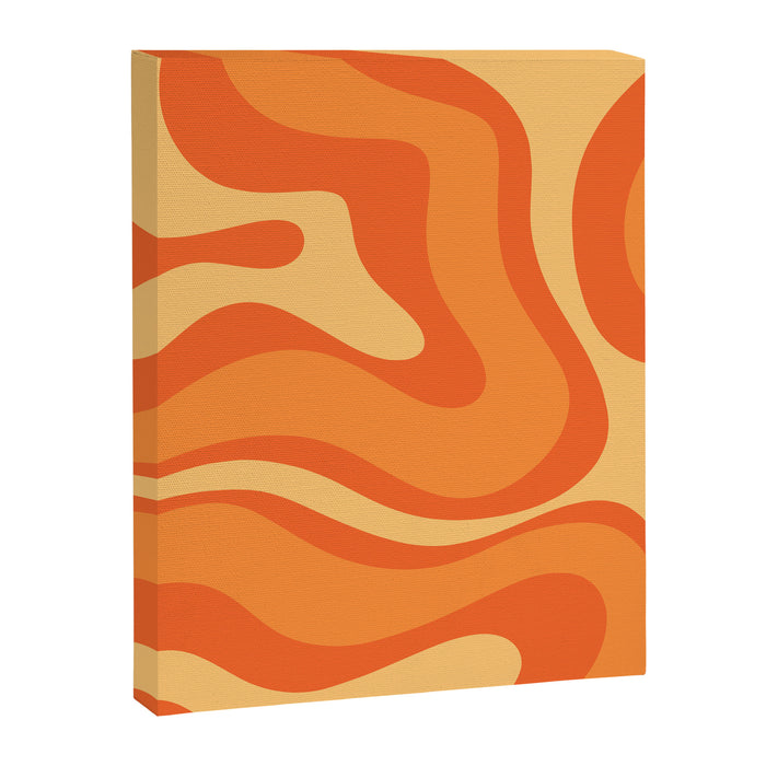 Retro Modern Liquid Swirl Abstract Pattern Square in Orange Tangerine and Yellow Tones Canvas Print Gallery Image 1
