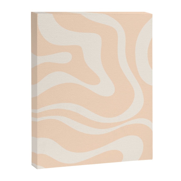 Retro Modern Liquid Swirl Abstract Pattern Square in Soft Pale Peach  Canvas Print Gallery Image 1