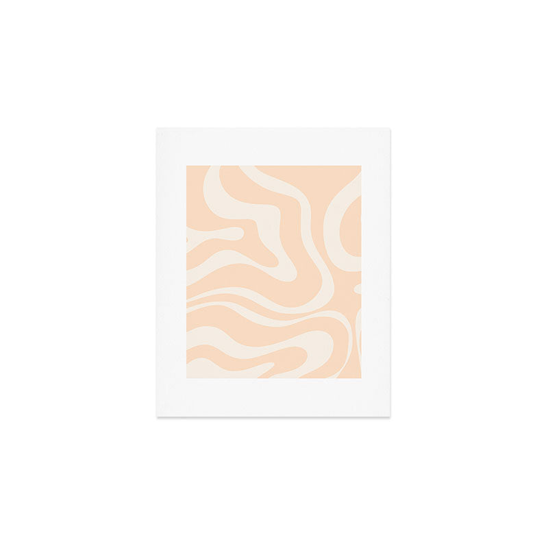 Retro Modern Liquid Swirl Abstract Pattern Square in Soft Pale Peach  Art Print Gallery Image 1