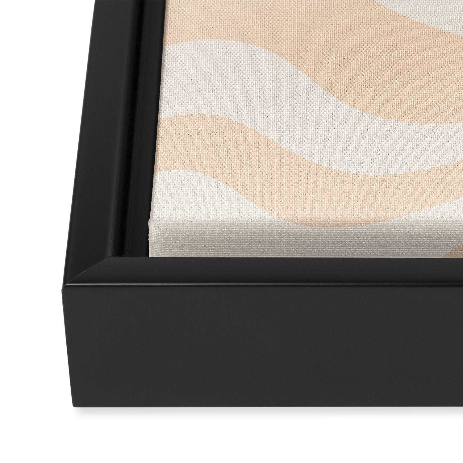 Retro Modern Liquid Swirl Abstract Pattern Square in Soft Pale Peach  Framed Canvas Print Gallery Image 3