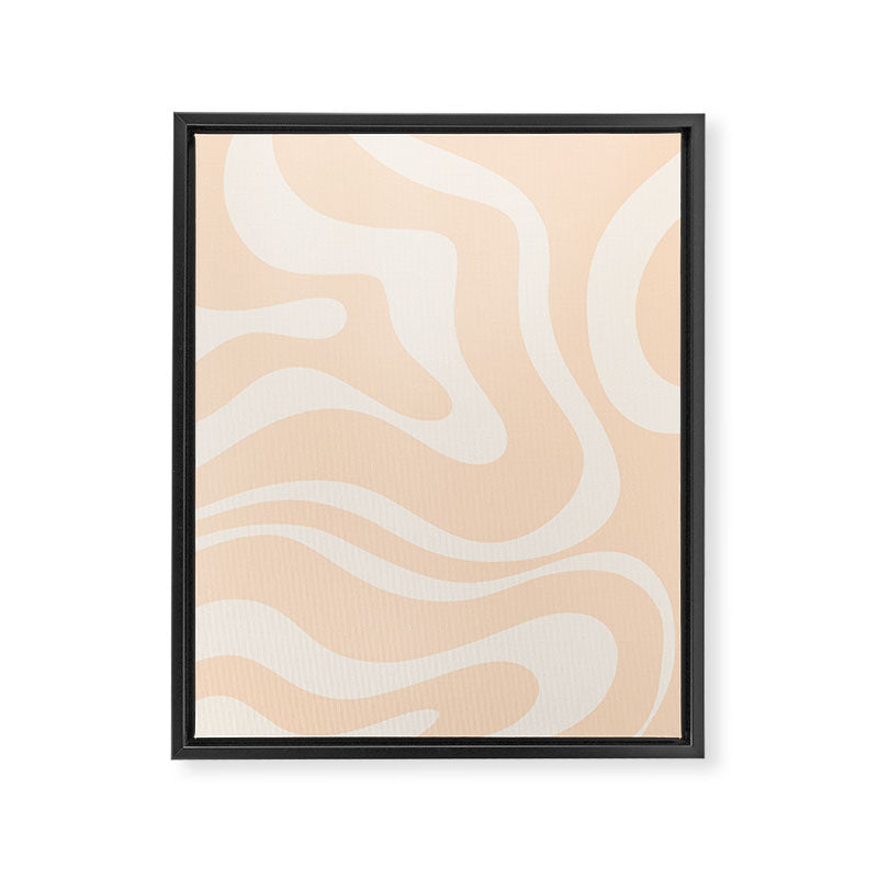 Retro Modern Liquid Swirl Abstract Pattern Square in Soft Pale Peach  Framed Canvas Print Gallery Image 8