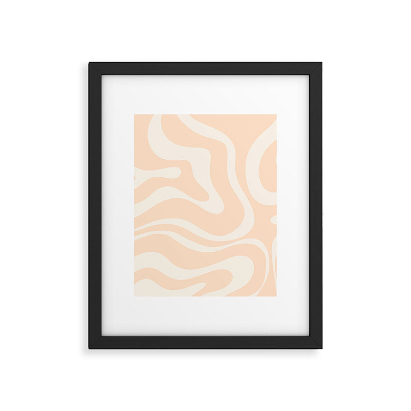 Retro Modern Liquid Swirl Abstract Pattern Square in Soft Pale Peach  Framed Art Print Gallery Image 6