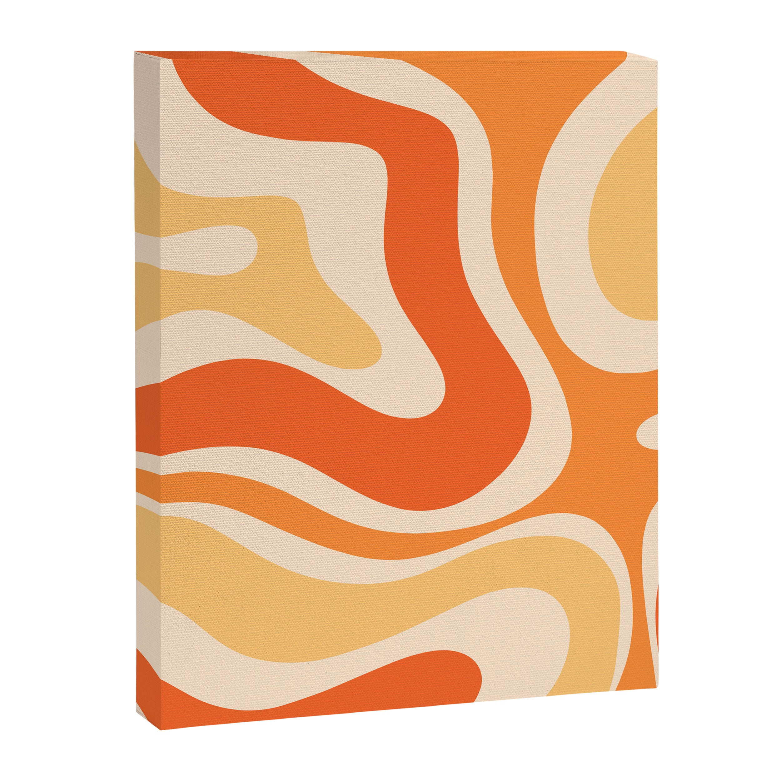 Retro Modern Liquid Swirl Abstract Pattern Square in Tangerine Orange Tones Canvas Print Gallery Image 8