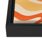 Retro Modern Liquid Swirl Abstract Pattern Square in Tangerine Orange Tones Framed Canvas Print Gallery Image 3