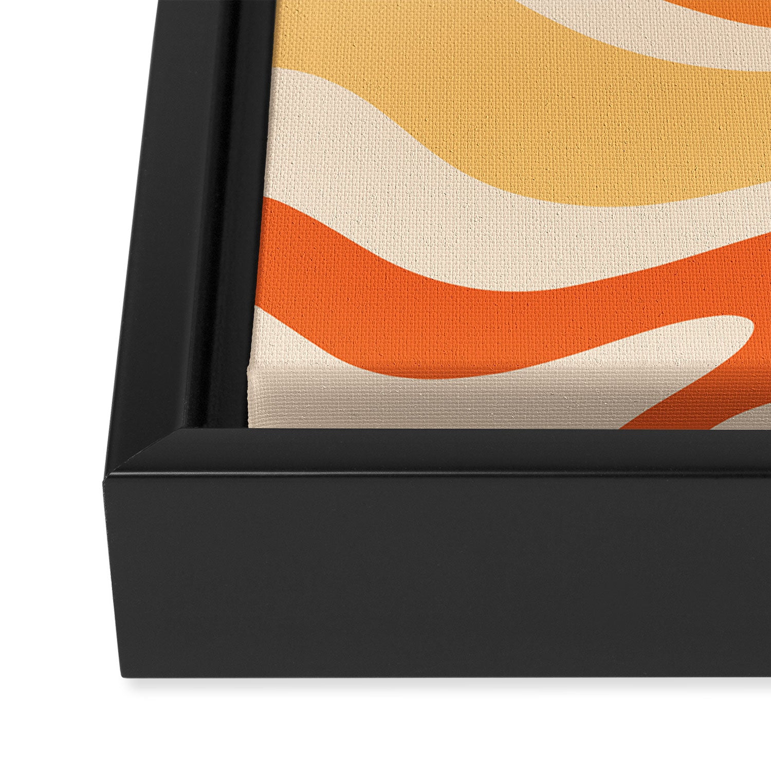 Retro Modern Liquid Swirl Abstract Pattern Square in Tangerine Orange Tones Framed Canvas Print Gallery Image 3
