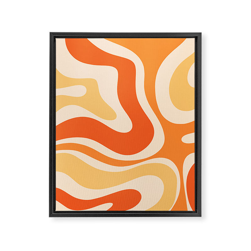 Retro Modern Liquid Swirl Abstract Pattern Square in Tangerine Orange Tones Framed Canvas Print Gallery Image 8