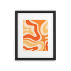 Retro Modern Liquid Swirl Abstract Pattern Square in Tangerine Orange Tones Framed Art Print Gallery Image 6