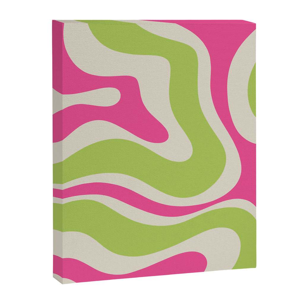Retro Modern Liquid Swirl in Raspberry Pink and Lime Green Canvas Print Gallery Image 8