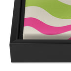 Retro Modern Liquid Swirl in Raspberry Pink and Lime Green Framed Canvas Print Gallery Image 3